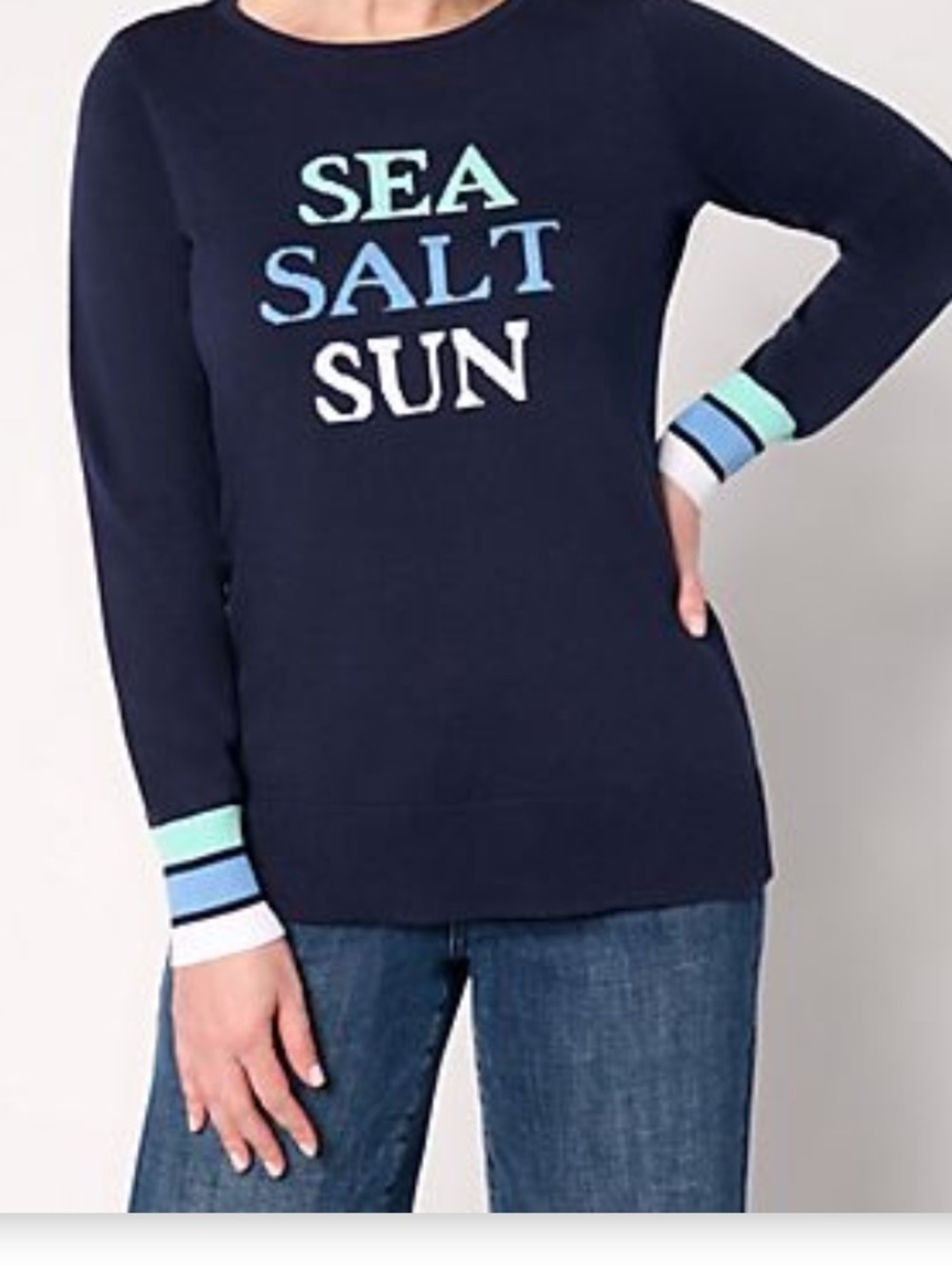 Belle by Kim Gravel Sea Salt Sun Striped Cuff
Sweater
Twilight Size 1X